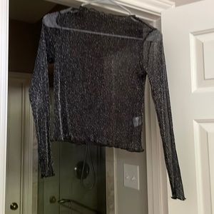 Sheer sparkly long sleeve shirt.